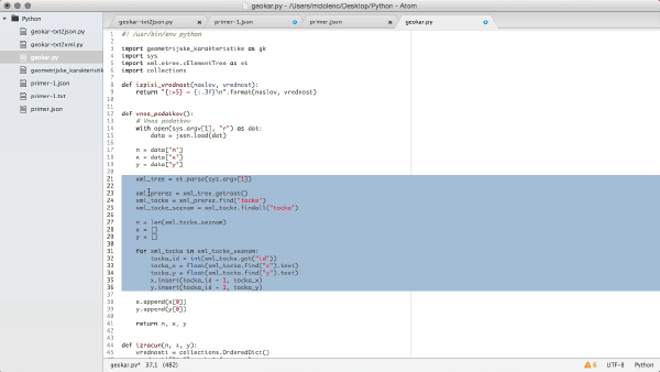020 - Geometrijske karakteristike - json